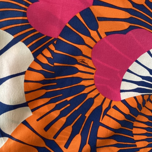 Trina Turk Dress 100% Silk Multicolor Kaftan Tunic Mini Dress Square Tie Neck - Picture 7 of 11